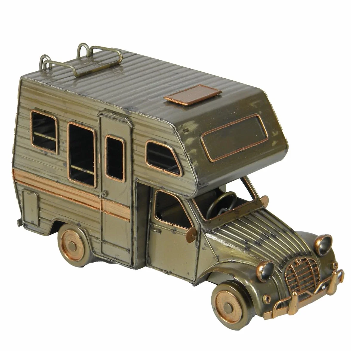 Camper Vintage de Metal para Coleccionistas, Modelo Terrestre, Regalo Ideal para Amantes de Vehículos Antiguos