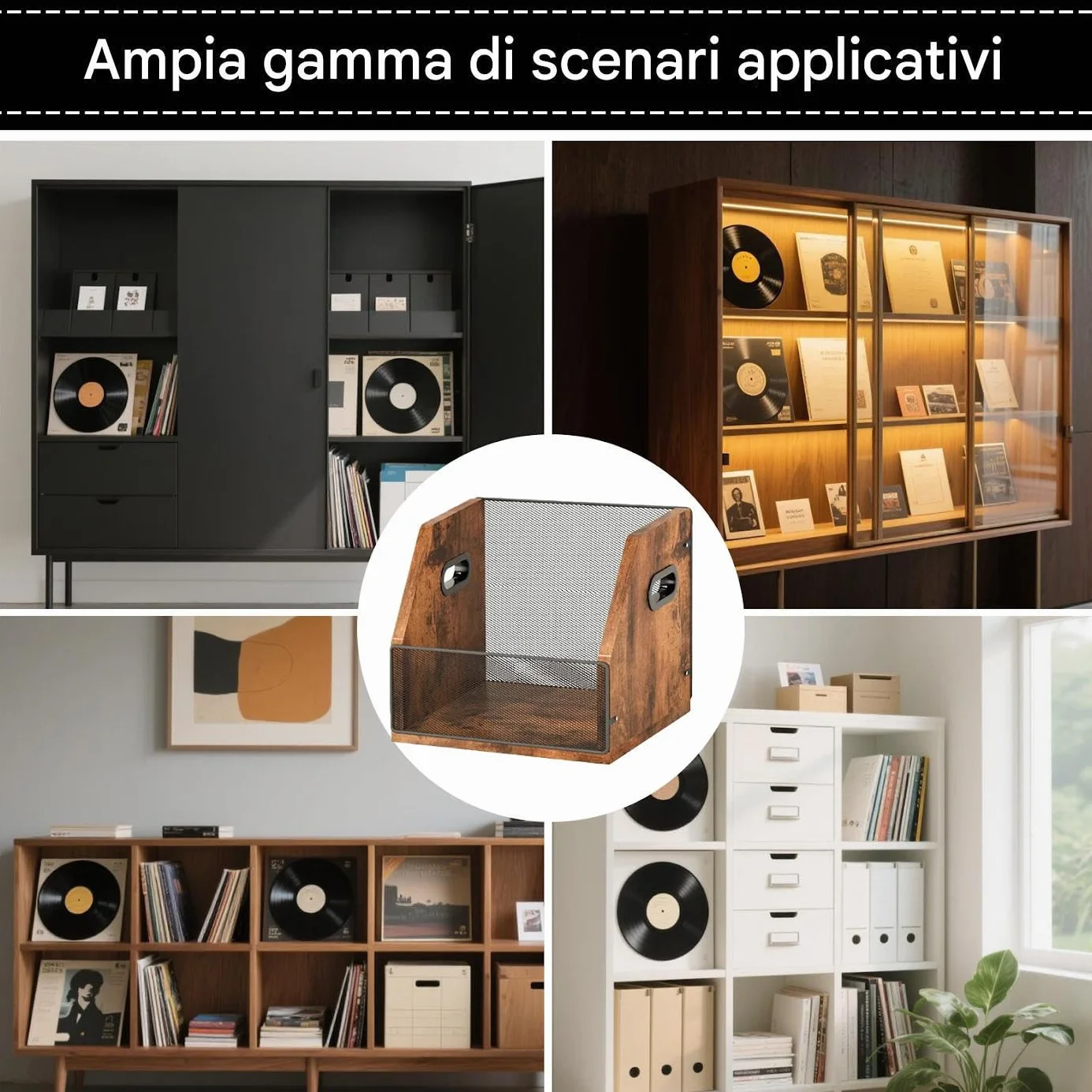 de Discos Organizador de Álbumes Retro de Madera | Soporte De Discos Para Escritorio Para Dormitorio Garaje Sala De Estar Dormitorio Armario Amantes De La Música
