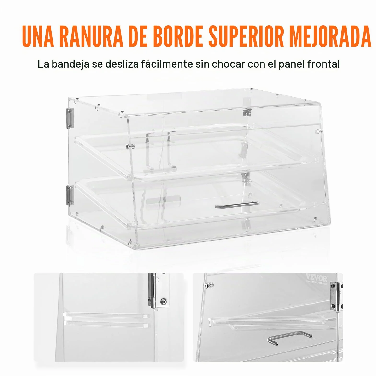VEVOR Soporte de Exhibición de Pastelería de 2 Niveles Escaparate de Panadería de Acrílico Estante de Presentación de Pastelería Extraíble para Pan, Postre, Barra de Dulces, Cafetería, Restaurante