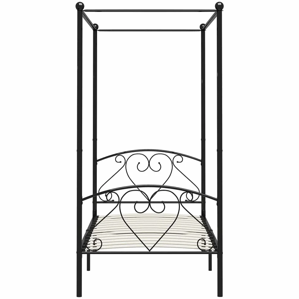 vidaXL Estructura Cama con Dosel sin colchón Metal Negro 120x200 cm