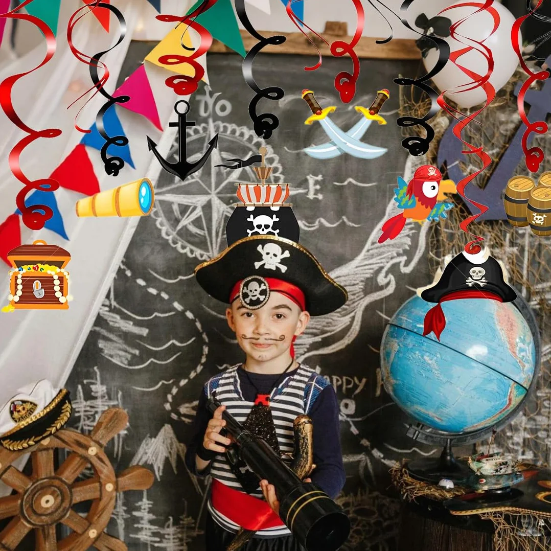 Decoraciones de Remolinos Colgantes de Fiesta Pirata Serpentina Espiral para Techo Pared Halloween Carnaval