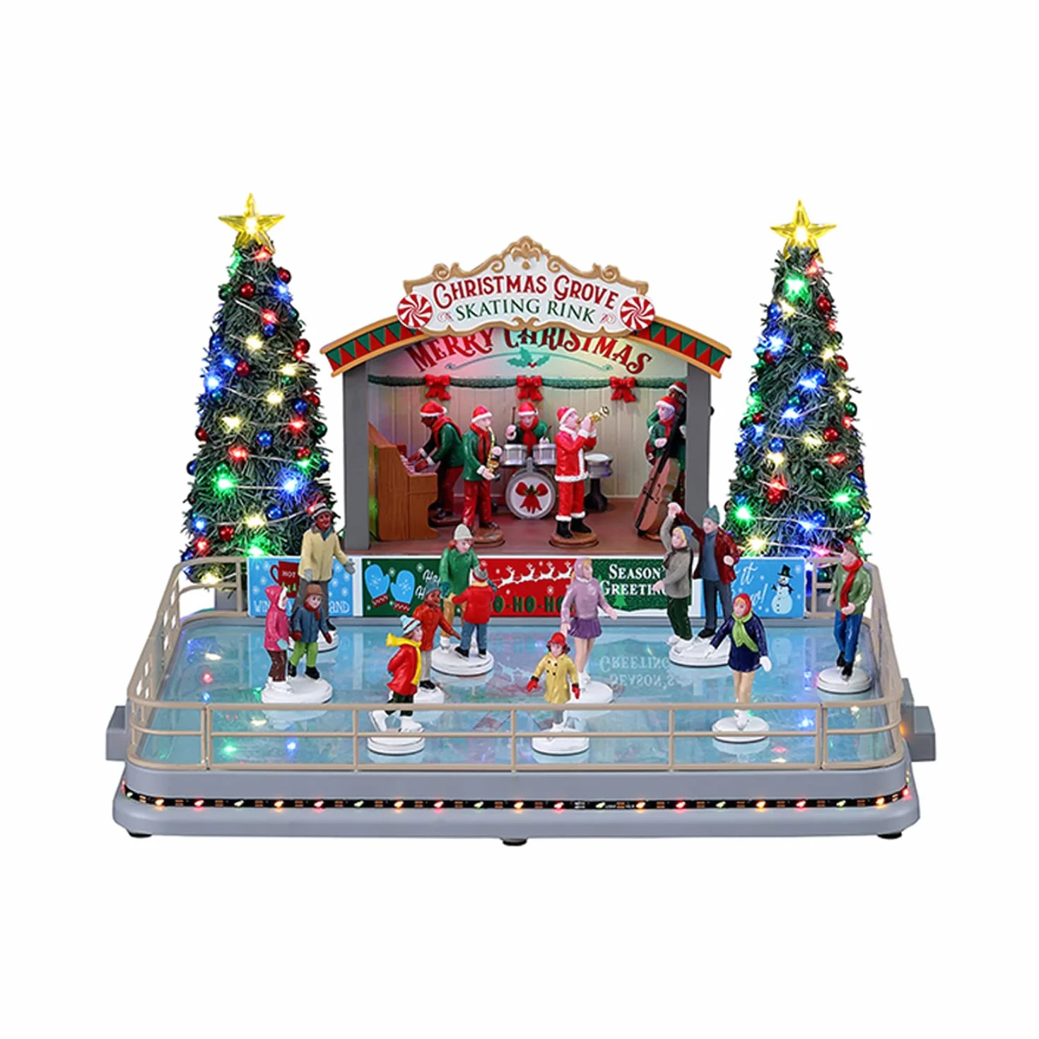 Lemax- Caddington Village Sights & Sounds: Christmas Grove Skating Rink, Multicolor (14870-UK)