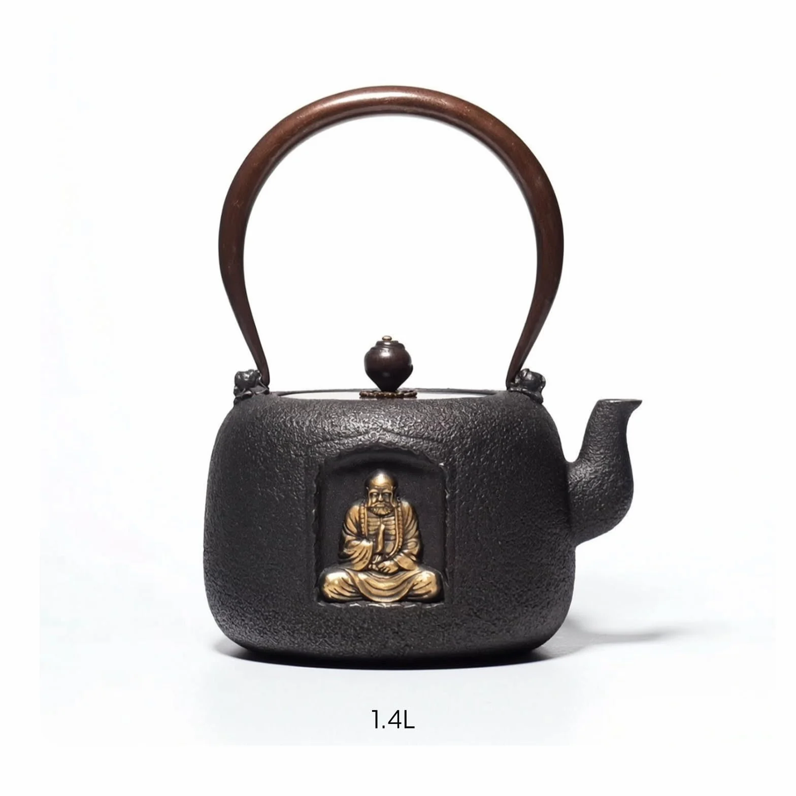 Tetera Hierro Fundido con Tapa Resistente Tetera Hierro Fundido Rústica Vajilla para Aficionados Del Té, Tetera De Hierro Fundido Con Diseño De Daruma Dorado