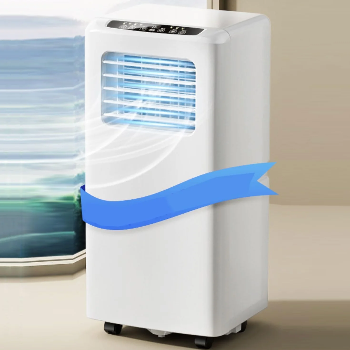 Aire acondicionado portátil de 12000 BTU, aire acondicionado inteligente con control remoto y kit de ventana, enfría habitaciones de hasta 550 pies cuadrados