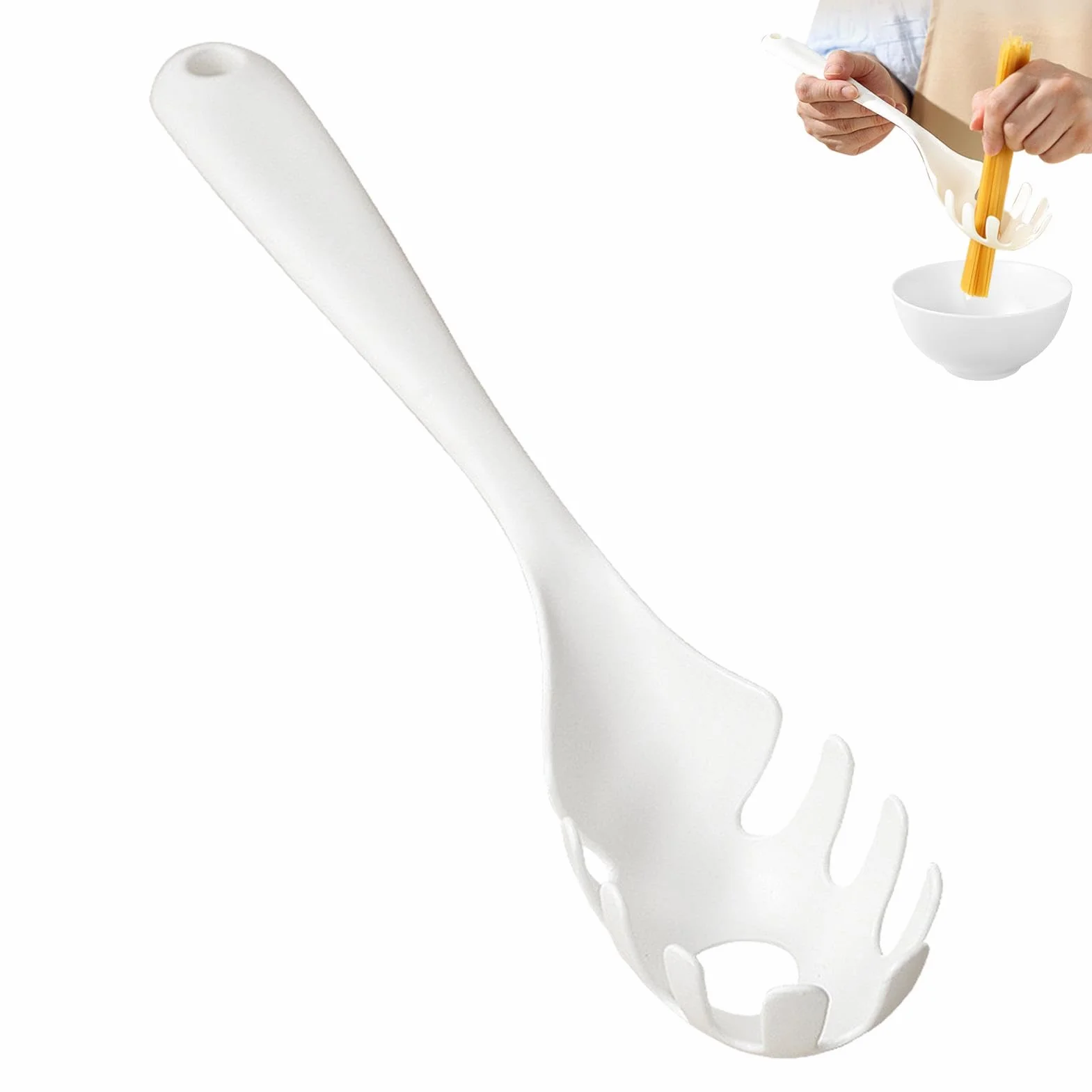 Tenedor para pasta, cuchara para espaguetis con dientes mejorados, utensilios de cocina