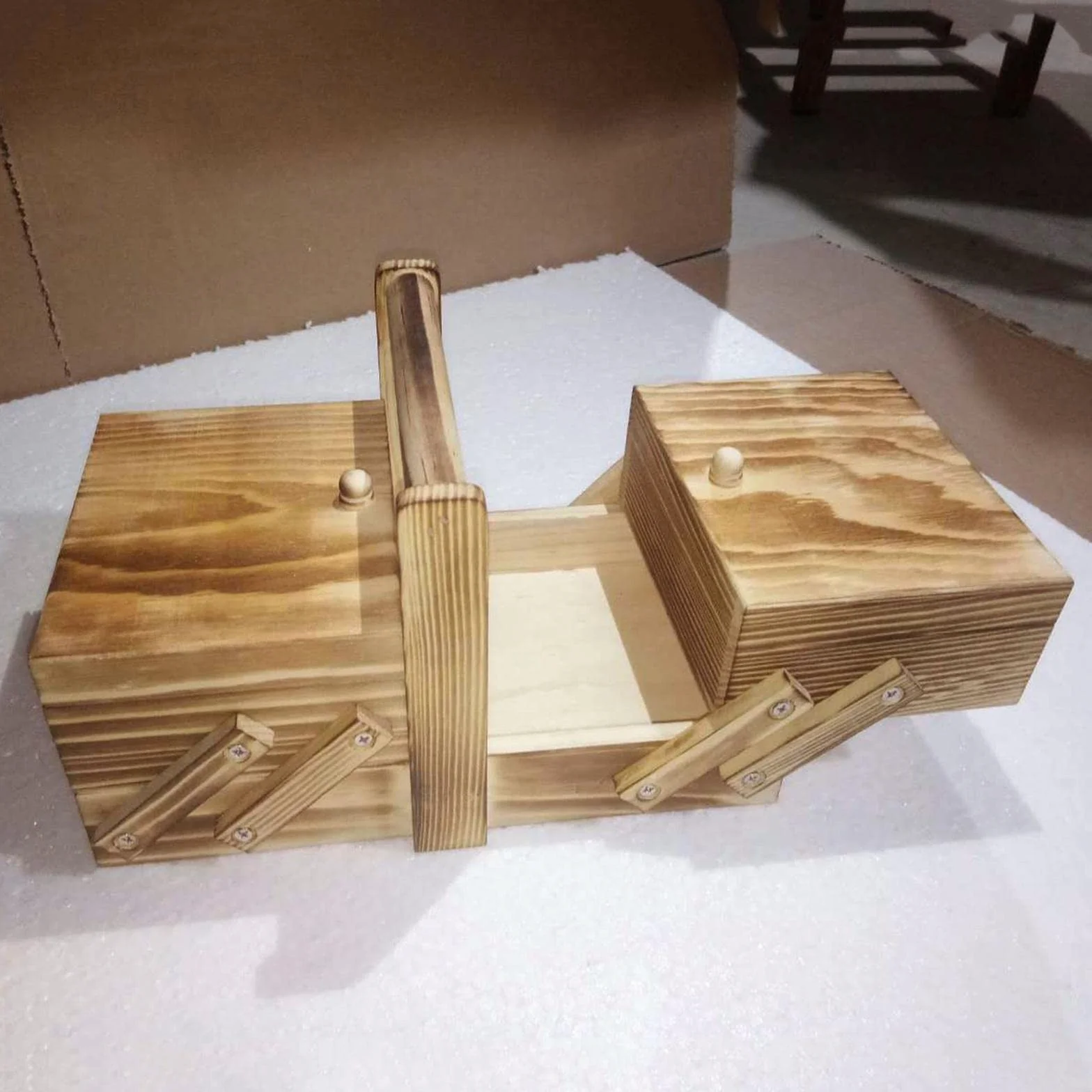 predolo Caja de Costura de Madera, Hilo, Tijeras, Kit de Costura, Cesta Organizadora, Joyeros, Suministros de Costura para El Hogar para Principiantes, Natural, Individual