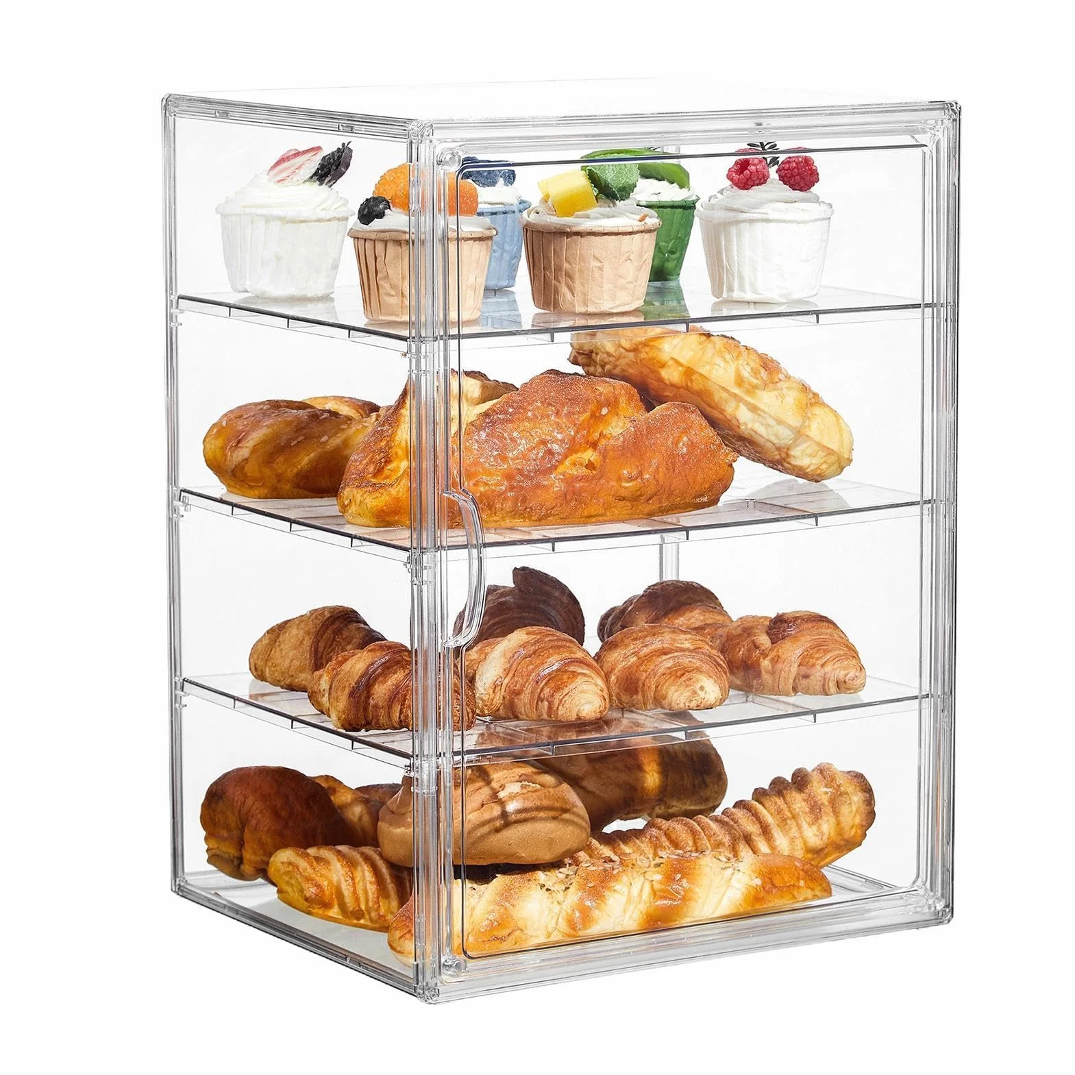 Expositor De Panadería Contenedor Ajustable De Acrílico Transparente | Esquinera para encimera, esquina, despensa, sándwich, tostada, hogaza, masa, bollo, mantequilla,