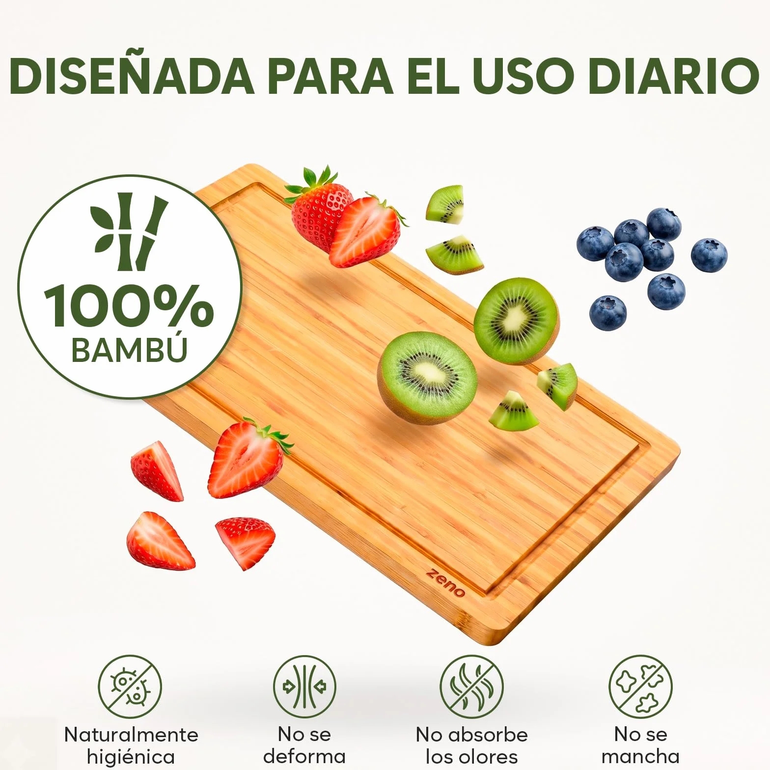 Tabla de Cortar de Bambú Extra Grande - 44.5 x 30 x 1.5 cm Tabla de Madera para Cocina, Bloque de Carnicero con Ranuras para Jugos