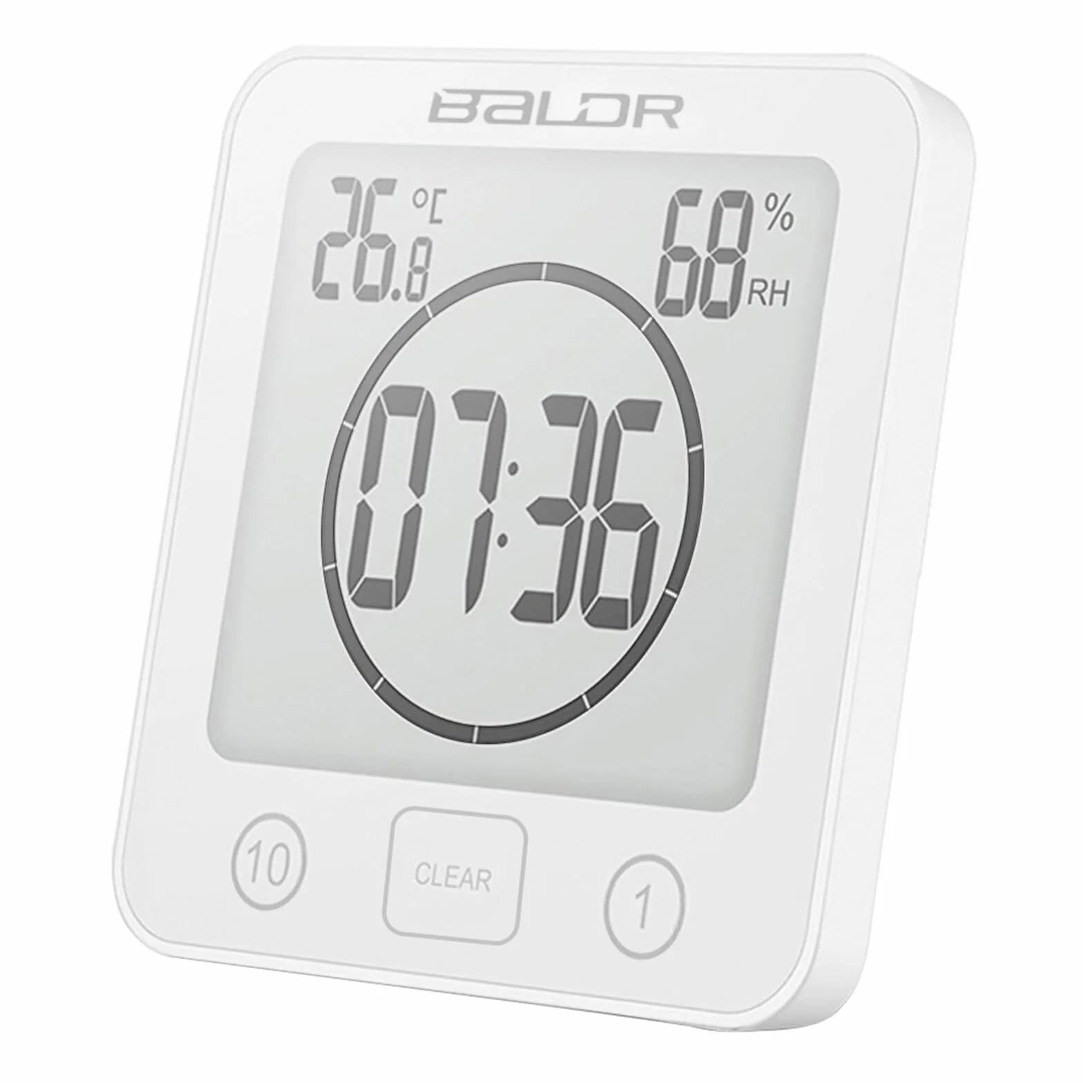 Digital Reloj de Baño de Pared con Alarma, Pantalla LCD Grande, Temperatura y Humedad, Temporizador de Ducha