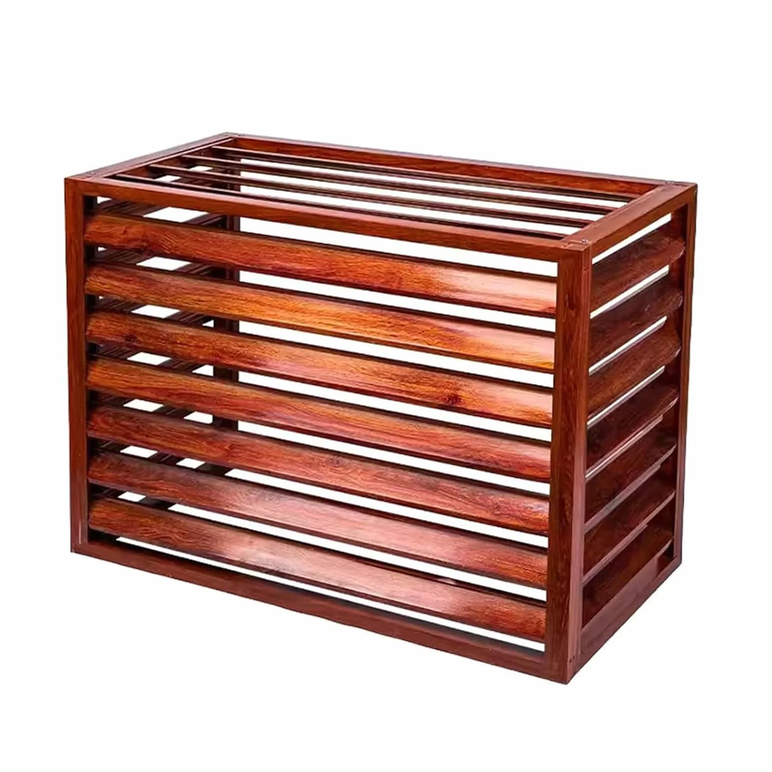 Valla de Privacidad Cubierta Aire Acondicionado Persiana Text Madera L100×W50×H70(1.5P) Exterior Rejilla Aluminio Resistente Óxido Reducción Ruido Soporte Plantas Decoración Elegante