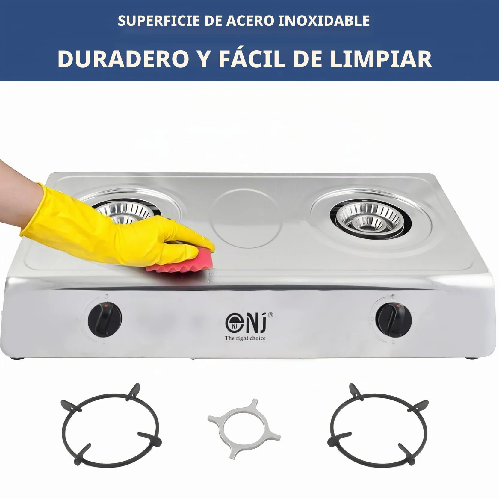 NJ-200 Cocina de Gas Portátil - 2 Fuego Hornillo Camping Gas GPL