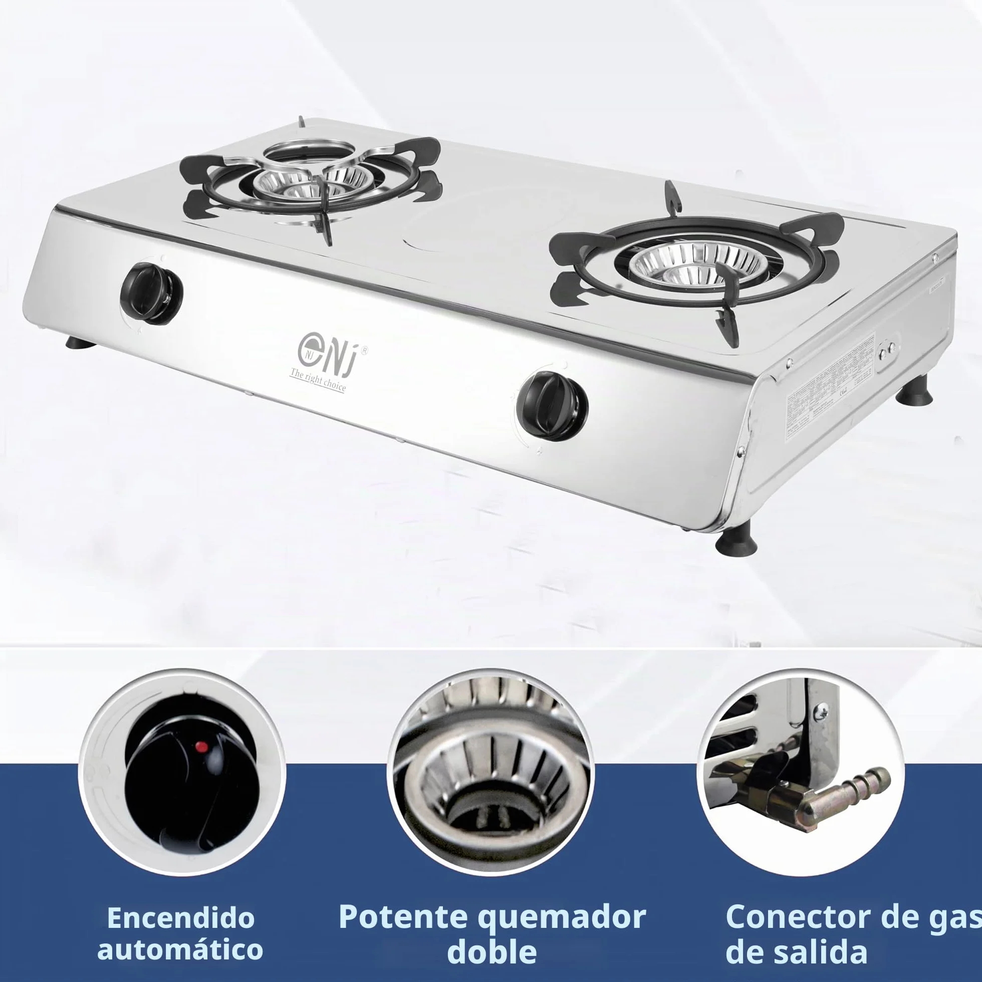 NJ-200 Cocina de Gas Portátil - 2 Fuego Hornillo Camping Gas GPL