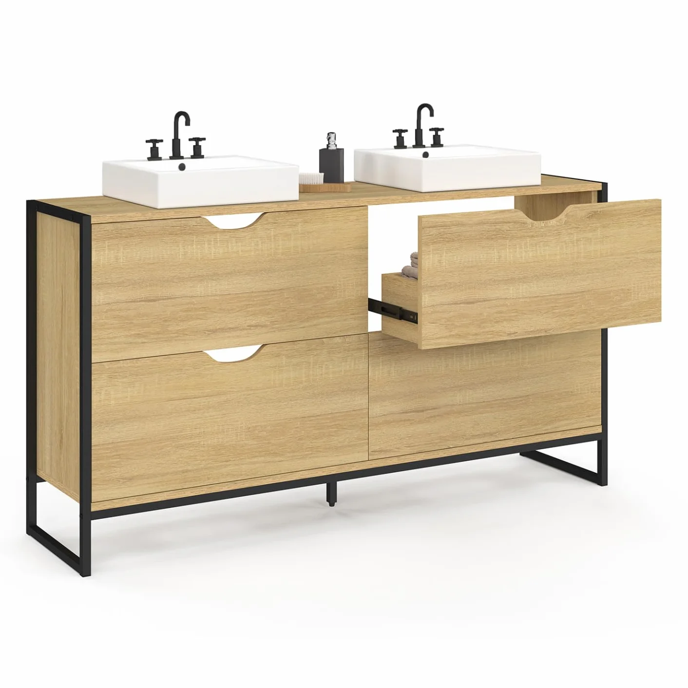 Lavabo doble Detroit 4 cajones baño industrial IDMarket