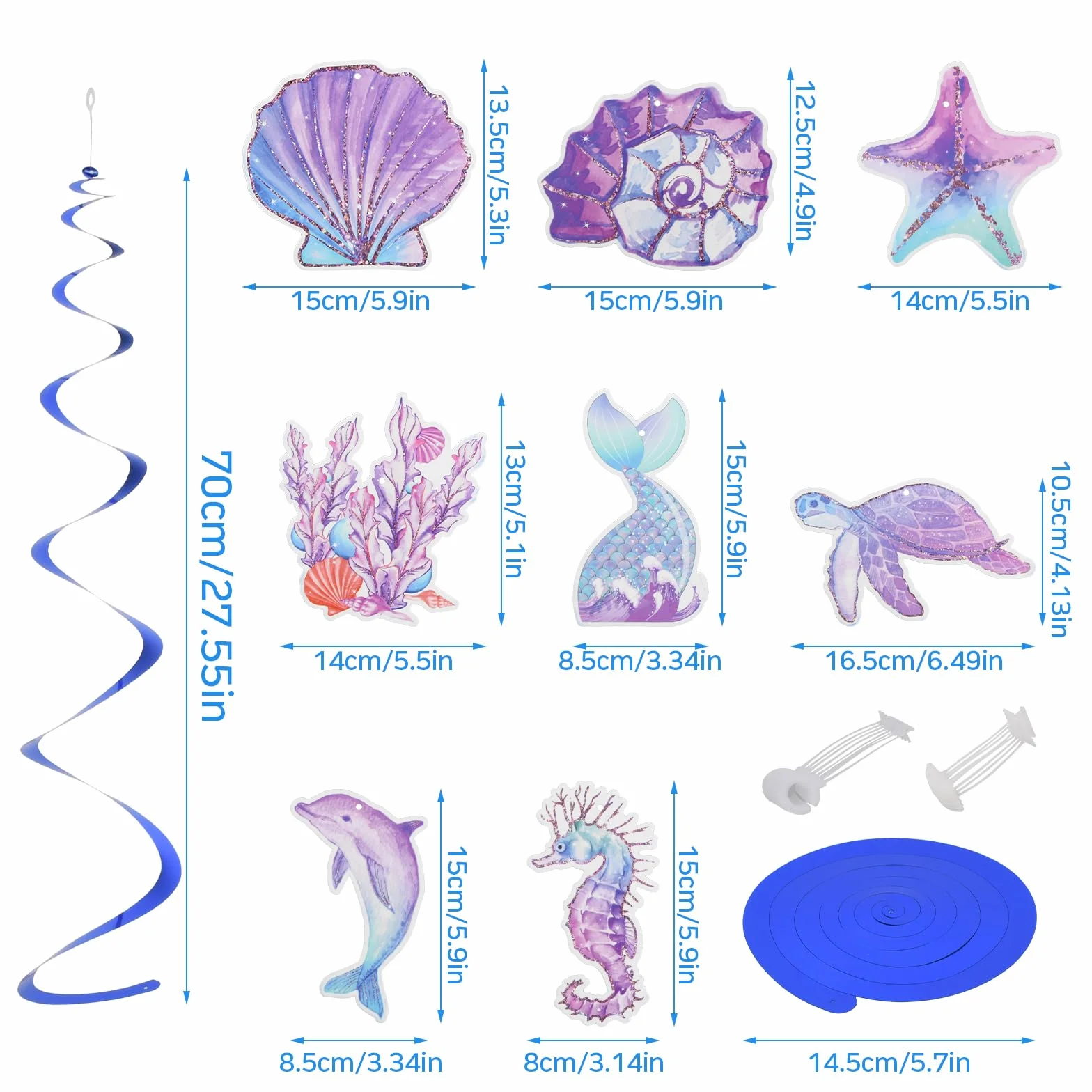 Decoraciones de Sirena Colgantes para Fiesta de Cumpleaños, Decoración de Techo Tema Océano
