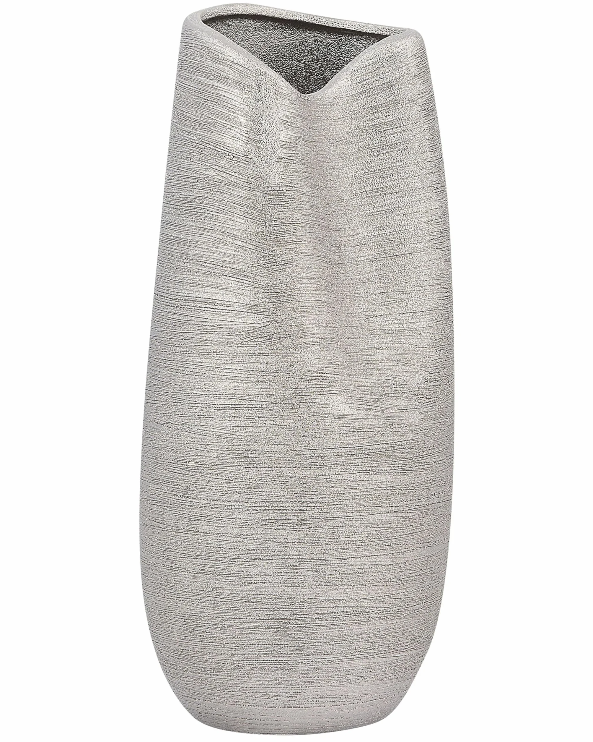 Jarrón decorativo de mesa de gres plateado 32 cm glam