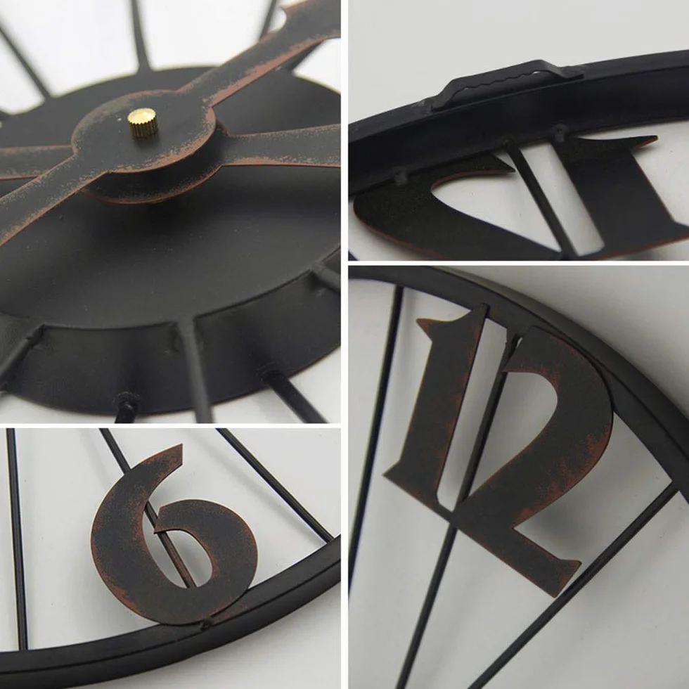 Reloj De Pared Reloj de Pared de Estilo Industrial de 50 cm, diseño de Ruedas de Bicicleta Decorativo Reloj silencioso para la Oficina de la Sala de Estar y decoración para el hogar Regalo