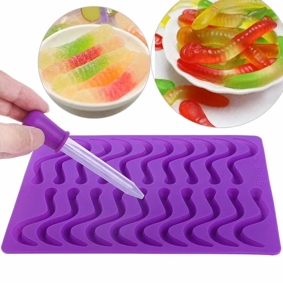 SIXRUN Molde de Silicona Gomosa, Molde Antiadherente de Silicona de Grado Alimenticio con 20 Compartimentos, Borde Redondeado para Hacer Pasteles de Gomitas de Chocolate, Panaderos Caseros y