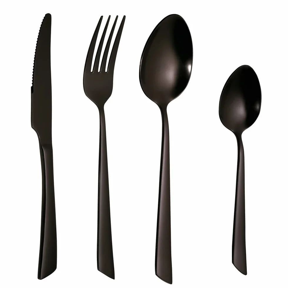 Pradel premium juego de cubiertos de acero inoxidable negro de 16 piezas 40116