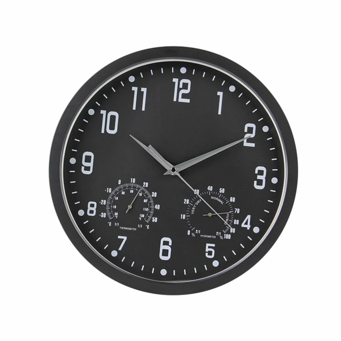 CRAFTHROU Reloj de Pared Silencioso Multifuncional con Termómetro y Higrómetro Diseño Moderno y Clásico para Sala Dormitorio u Oficina con Números Grandes y Fáciles de Leer