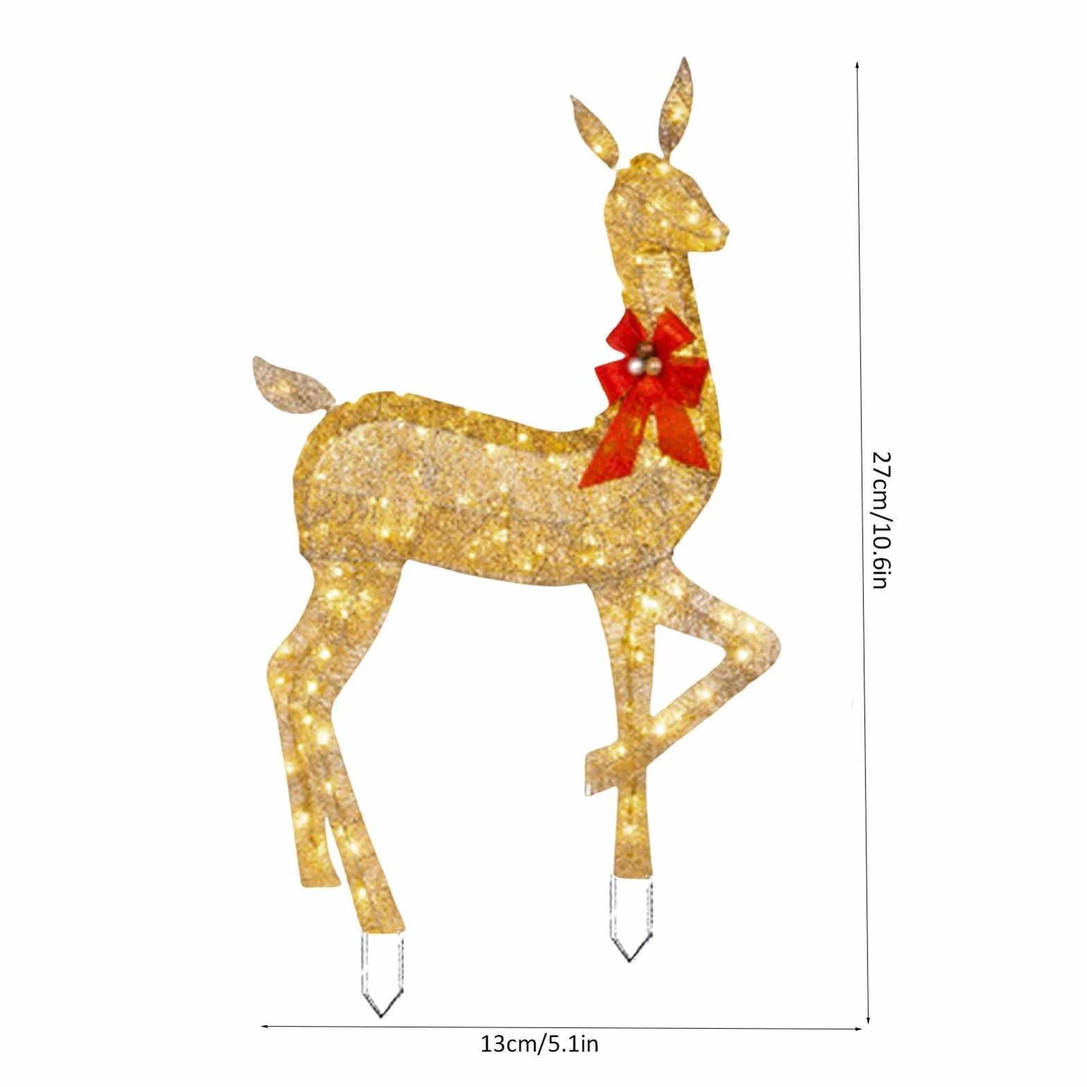 10 Unidades de Ciervos de Navidad iluminados – Decoración para Exteriores de Familia de Renos de Navidad con Luces LED – Luces navideñas de Patio con estaca y Lazo Rojo para jardín | exteriores de familia de de Navidad con luces LED – Luces navideñas de p