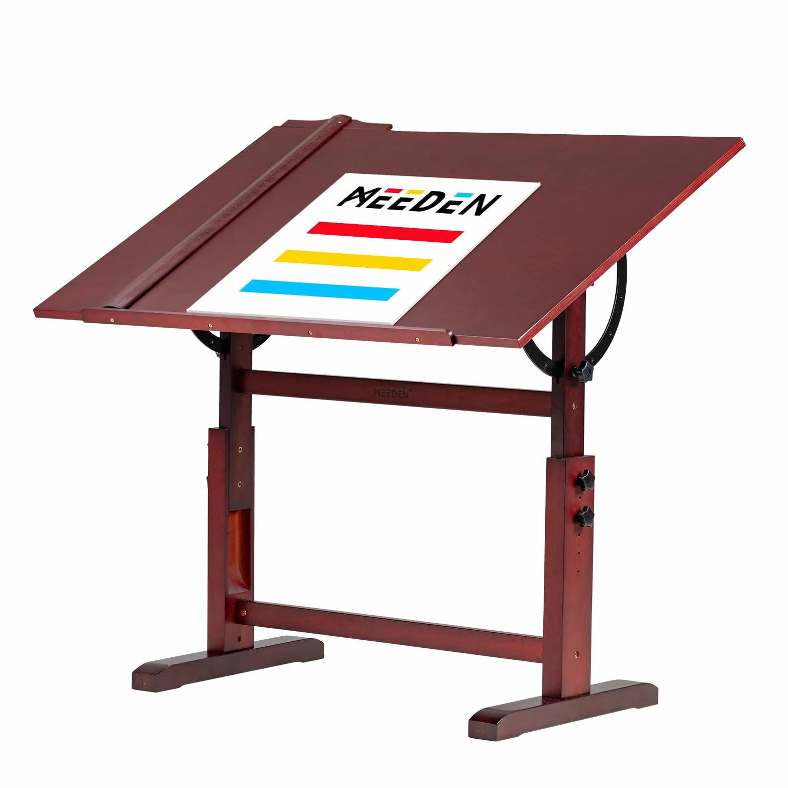 MEEDEN Mesa de Dibujo de Madera Extragrande, Mesa de Dibujo de Artista con Altura Ajustable, Mesa inclinable y Regla Cuadrada en T, Mesa de Pintura de Estudio y Escritorio de Manualidades para