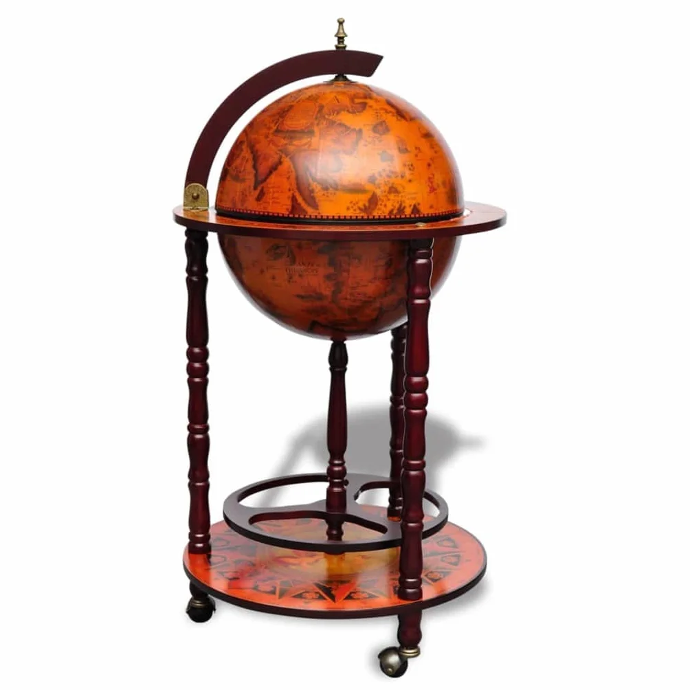 vidaXL Mueble Bar para Bebidas con Forma de Bola del Mundo Minibar Armario de Globo Terráqueo Clásico Vino Decoración de Madera de Eucalipto