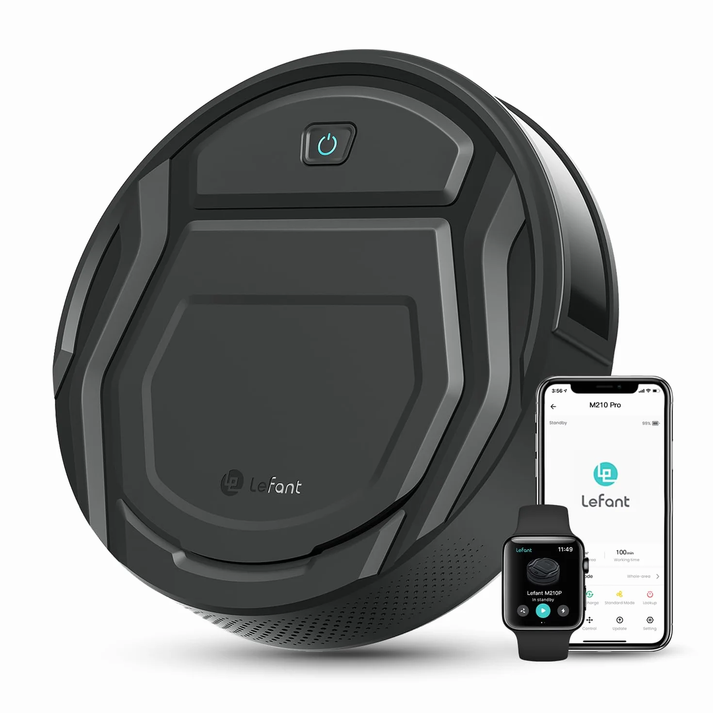 Lefant Robot Aspirador 2200Pa, Aspirador Robot Autonomía de 120 Min, WiFi/App/Alexa, Sensor de Anticolisión/Caída Navegación Inteligente, Delgado y Silencioso, 6 Modos de Limpieza M210 Pro