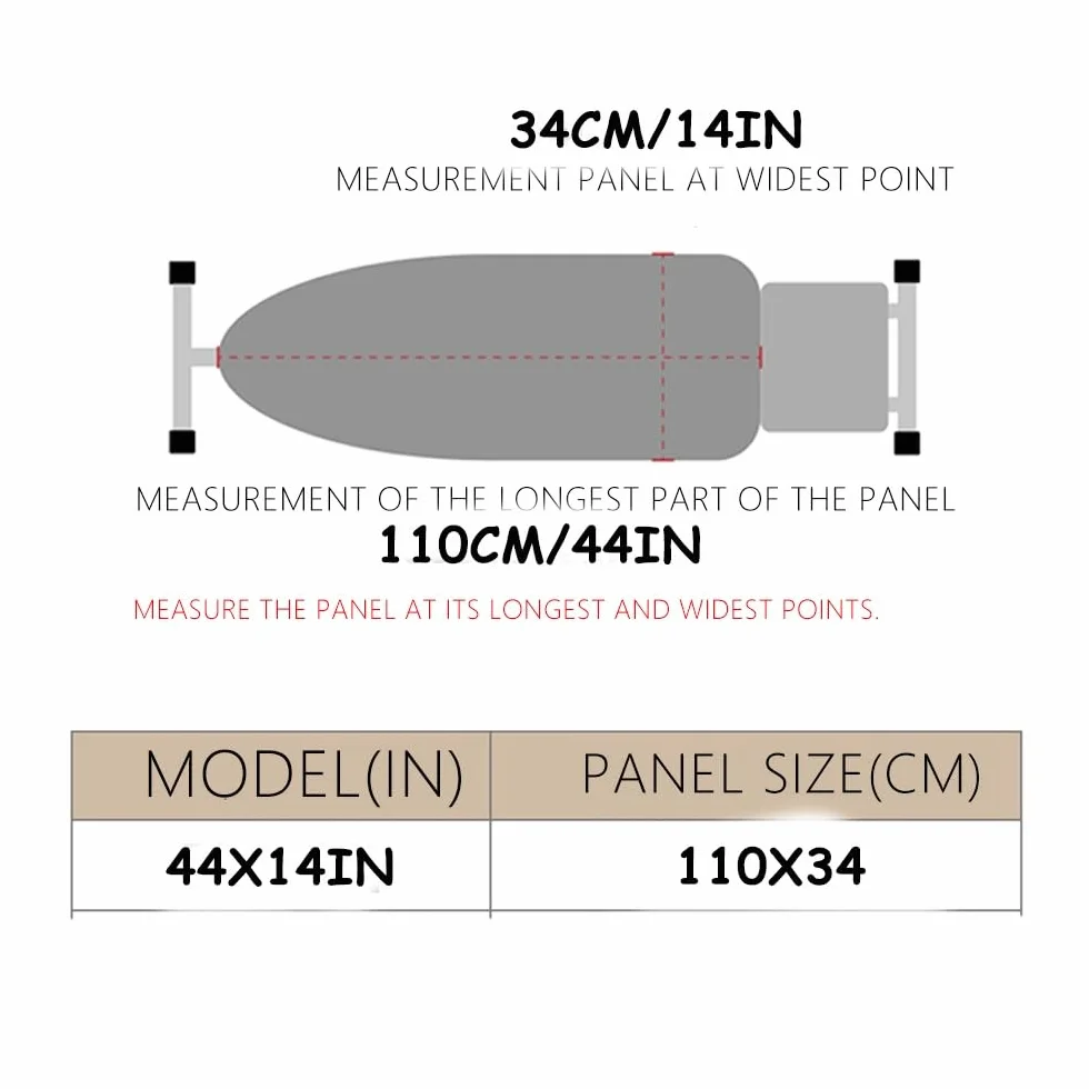 Funda de Repuesto de algodón para Tabla de Planchar, 35 x 112 cm, Resistente a Quemaduras, con cordón Ajustable, fácil de Instalar (Negra).