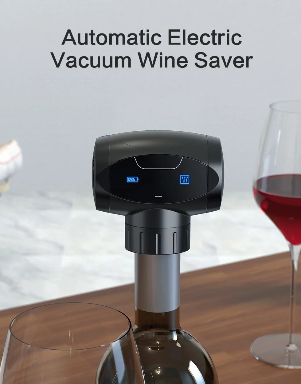 Tapones eléctricos de vino, el mejor regalo para los amantes del vino, bomba de vacío automática de vino con tapones de silicona, tapones reutilizables para botellas de vino, tapón de corcho