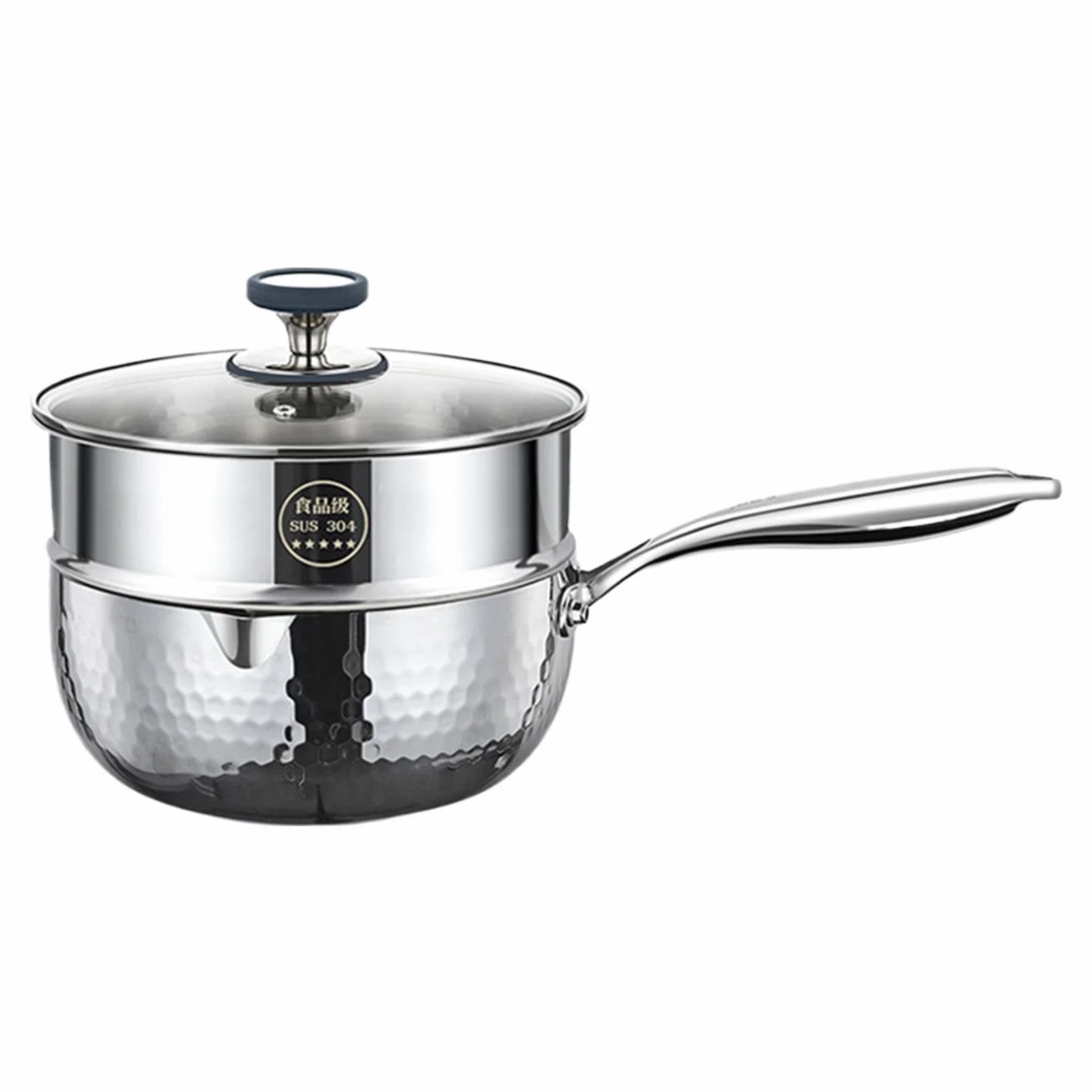 Cazo De Salsa Batería De Cocina Antiadherente En Acero Inoxidable | Juego De Cazos Para Cocinar Y Cocer Al Vapor Para Freír Cocer A Fuego Lento Hervir Cocinar Comidas Saludables En Cocina Y