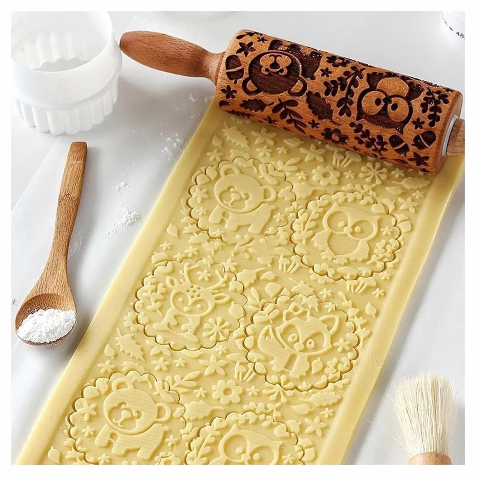 Rodillo, Grabado en relieve de madera for hornear, for hacer galletas, cortezas, pasteles, pastelería, arcilla
