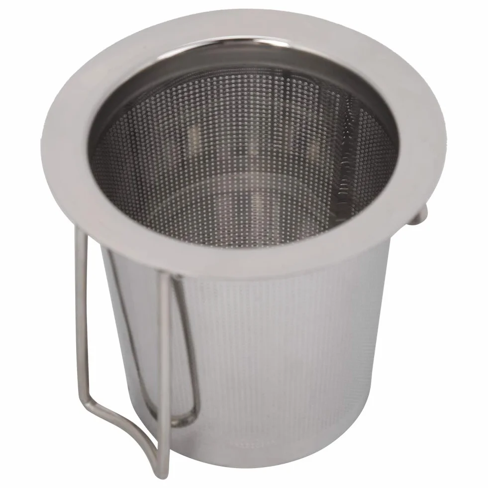 Infusor de té de malla fina de acero inoxidable Colador de té suelto Filtro plegable con tapa