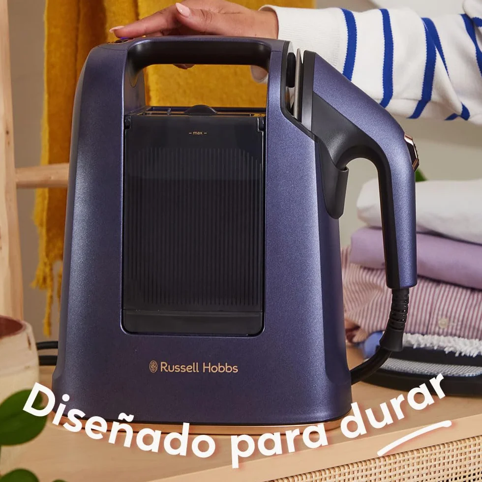 Russell Hobbs Plancha Vertical [2 en 1: Plancha y Vaporizador] Steam Genie Maestro (1700W,20g/min) 2 Accesorios: Delicados y Tapicería,Placa Cerámica,Depósito 750 ml,Almacenaje Integrado, 27600-56
