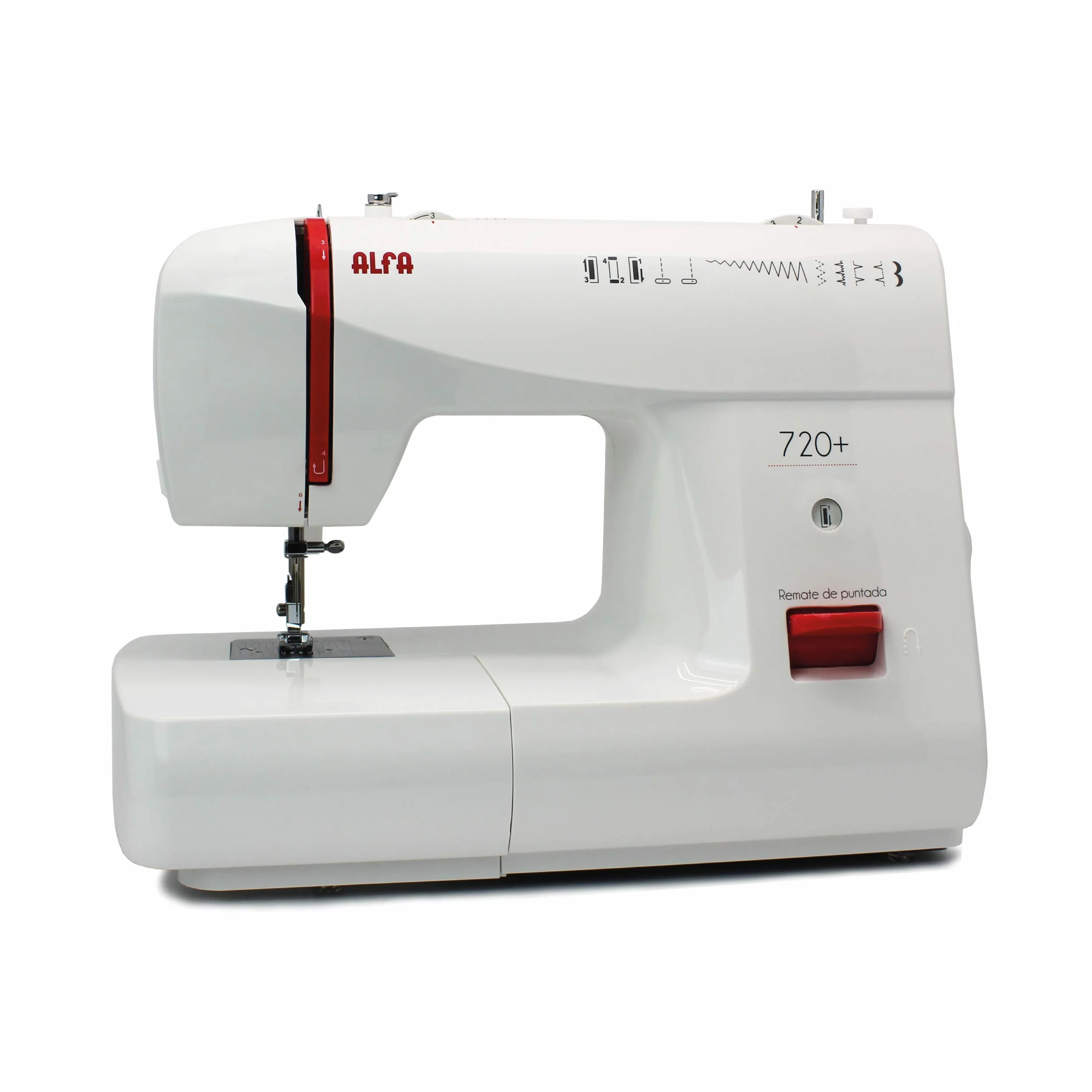 Alfa Basic 720 Máquina de coser, 9 diseños de puntada, motor de 70 W, color blanco + 6050-Caja 25 canillas Colores, Multicolor