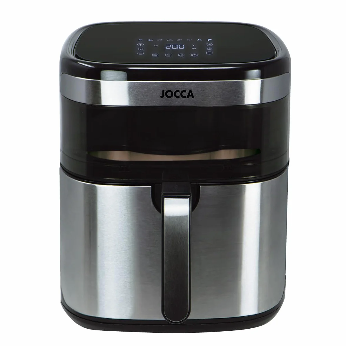 Jocca - Freidora de Aire 10L con Pantalla LED Tactil, 8 Programas, Control de Temperatura 34-200°C, Ventana de Visualizacion, Gris