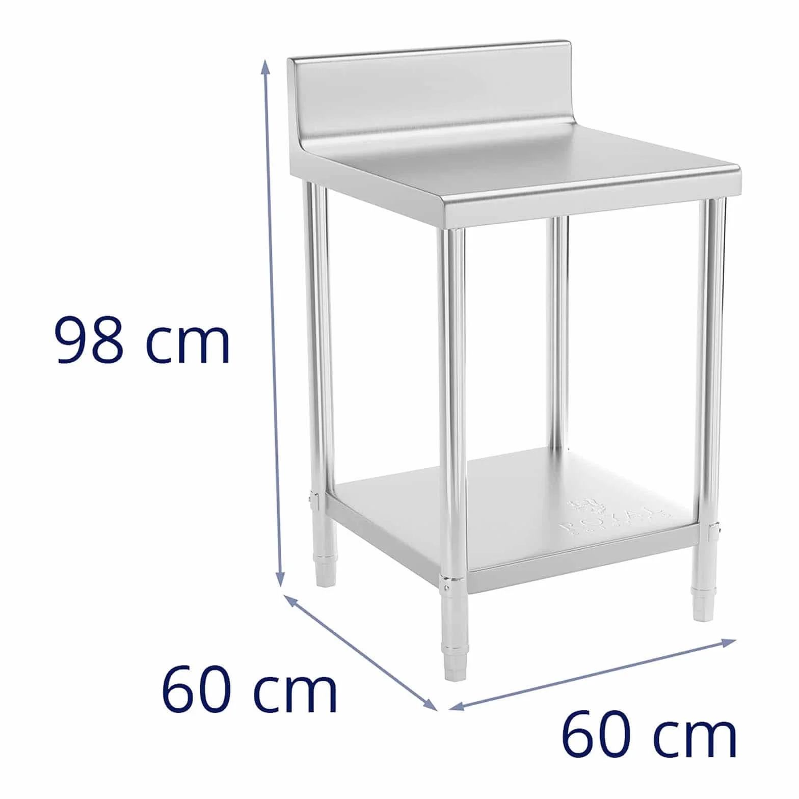 Royal Catering Mesa de Acero Inoxidable 60x60 cm RCAT-60/60-N Capacidad 250 kg