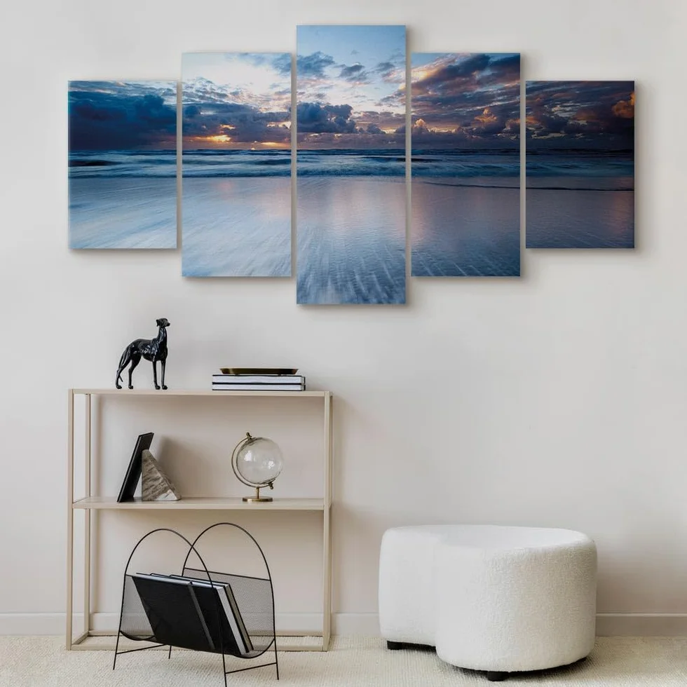 Cuadros B&D XXL - Cuadro en Lienzo Paisaje Naturaleza 225x112 cm 5 piezas - Impresión en material tejido no tejido cuadros decoracion salon modernos lienzos - Mar y Playa 030212-50