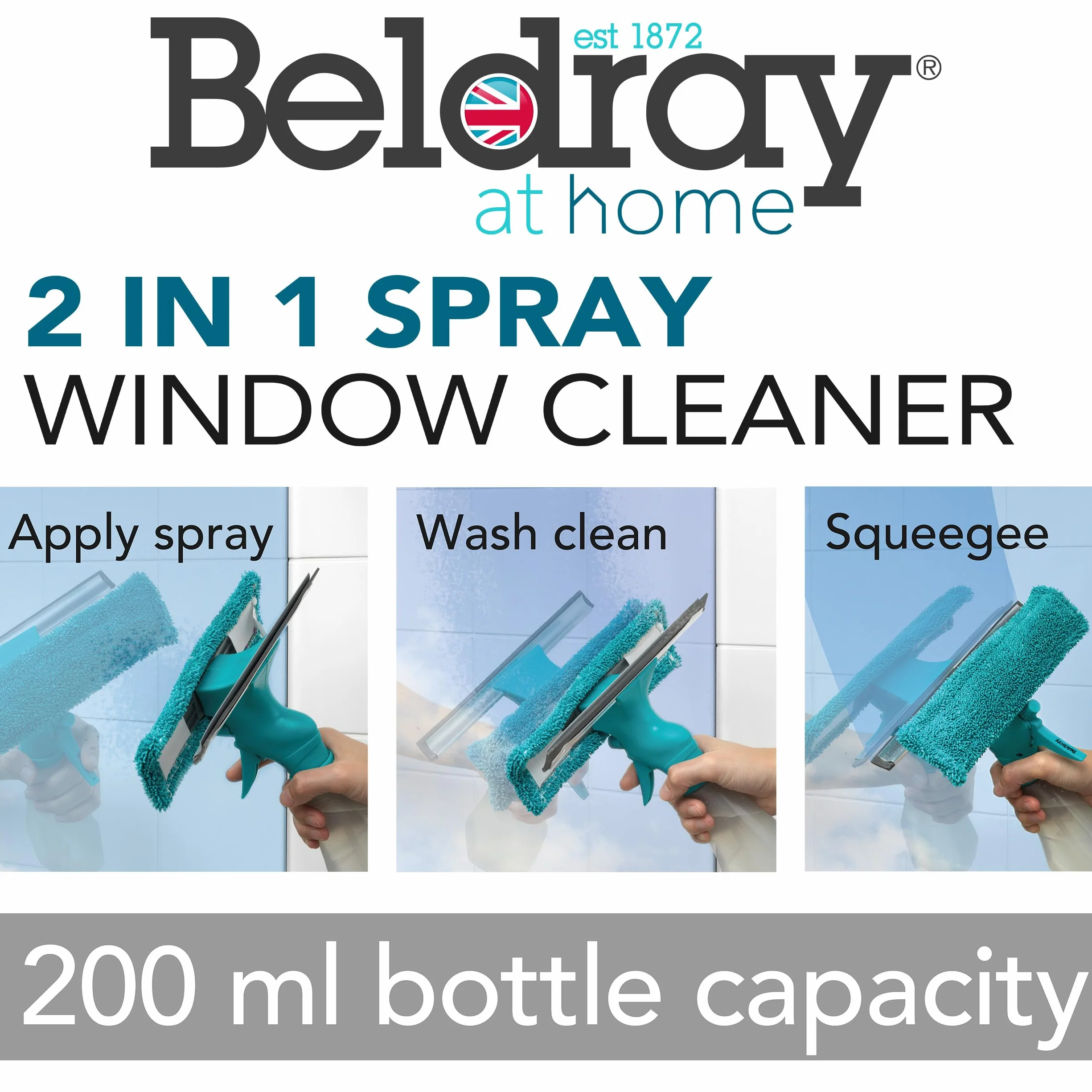 Beldray Limpiador para ventanas con pulverizador turquesa LA024275TQ