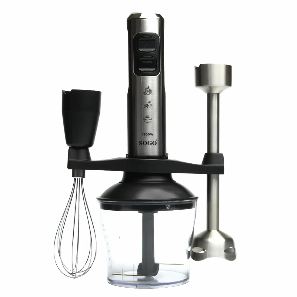 Sogo SET DE BATIDORA DE MANO DE ALTA POTENCIA Con Pie Extra Largo 1500W (SS-14480)