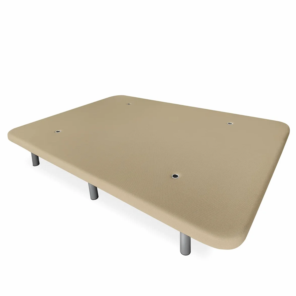 Somnia Descanso - Base Tapizada 3D Reforzada, Gran Estabilidad con 5 Barras Transversales y 6 Patas metálicas roscadas de 25cm, 90x190, Beige