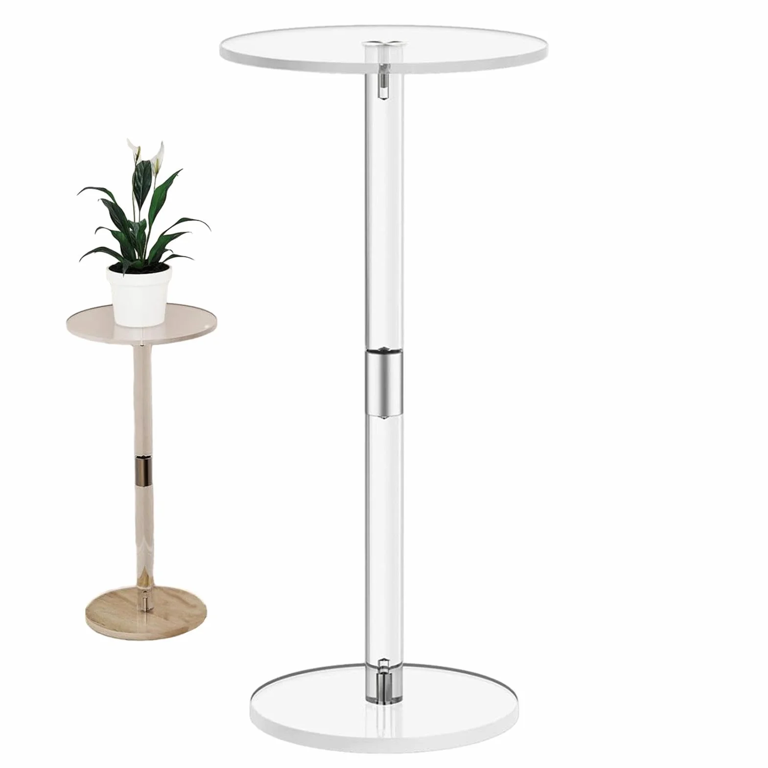 Mesa de bebidas acrílica alta | Mesa de bebidas transparente