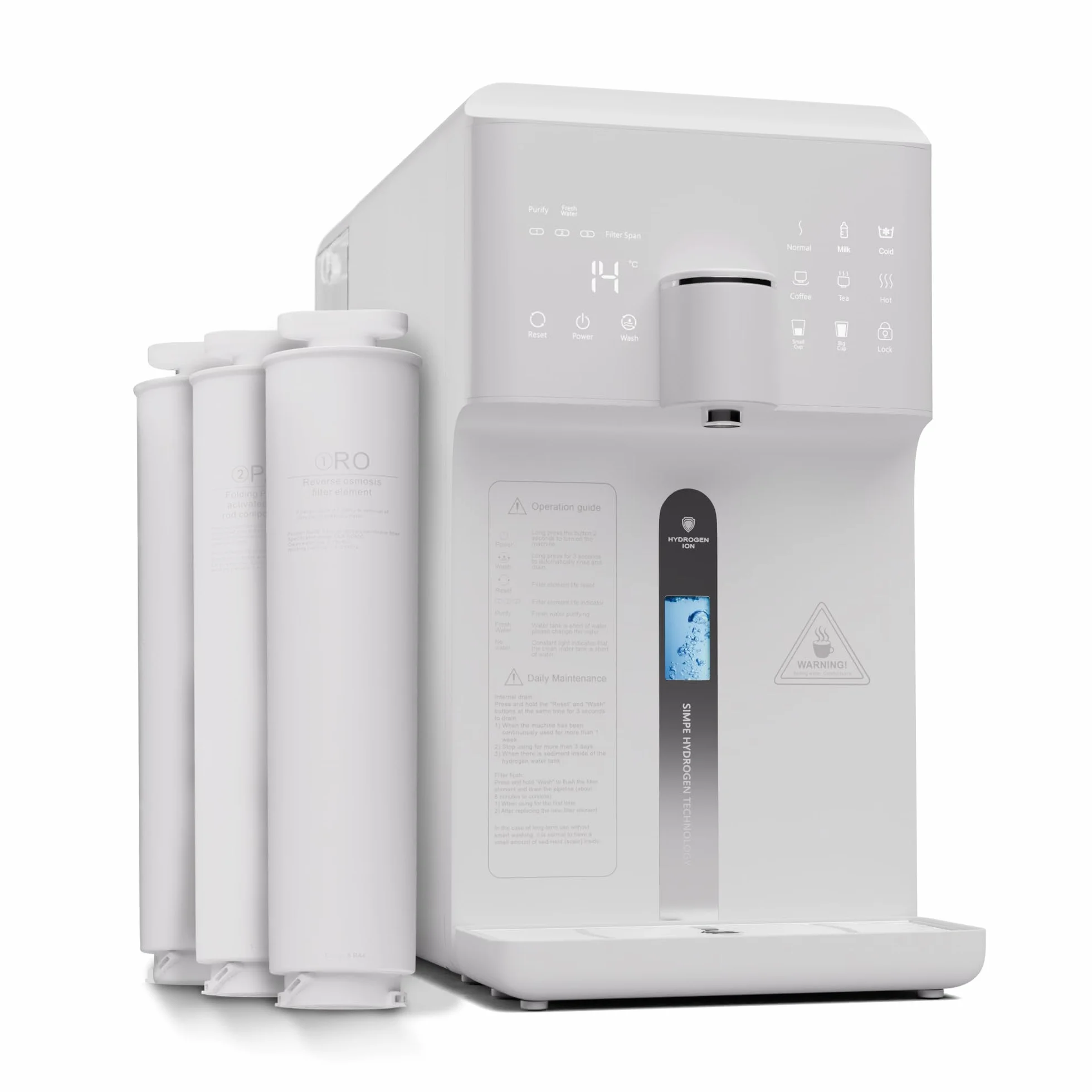 KLARSTEIN AquaLine Filtro Agua Grifo Osmosis Inversa, Sistema Filtros Agua Encimera 6L, Ionizador de Hidrógeno y Agua Caliente, Etapas, 3 Filtros, Sistema de Filtración de Agua