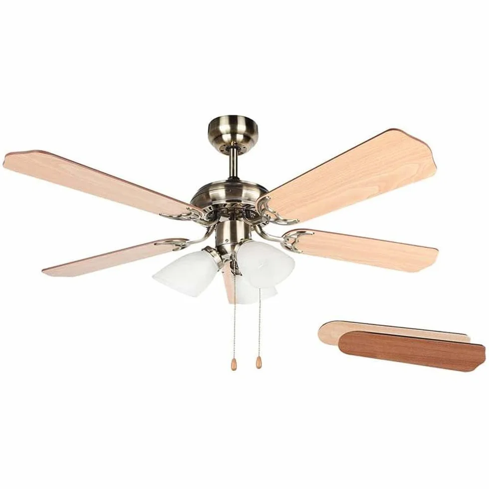 Orbegozo CT 23105 - Ventilador de techo con luz, 5 palas reversibles, diámetro 105 cm, potencia de 55 W y 3 velocidades