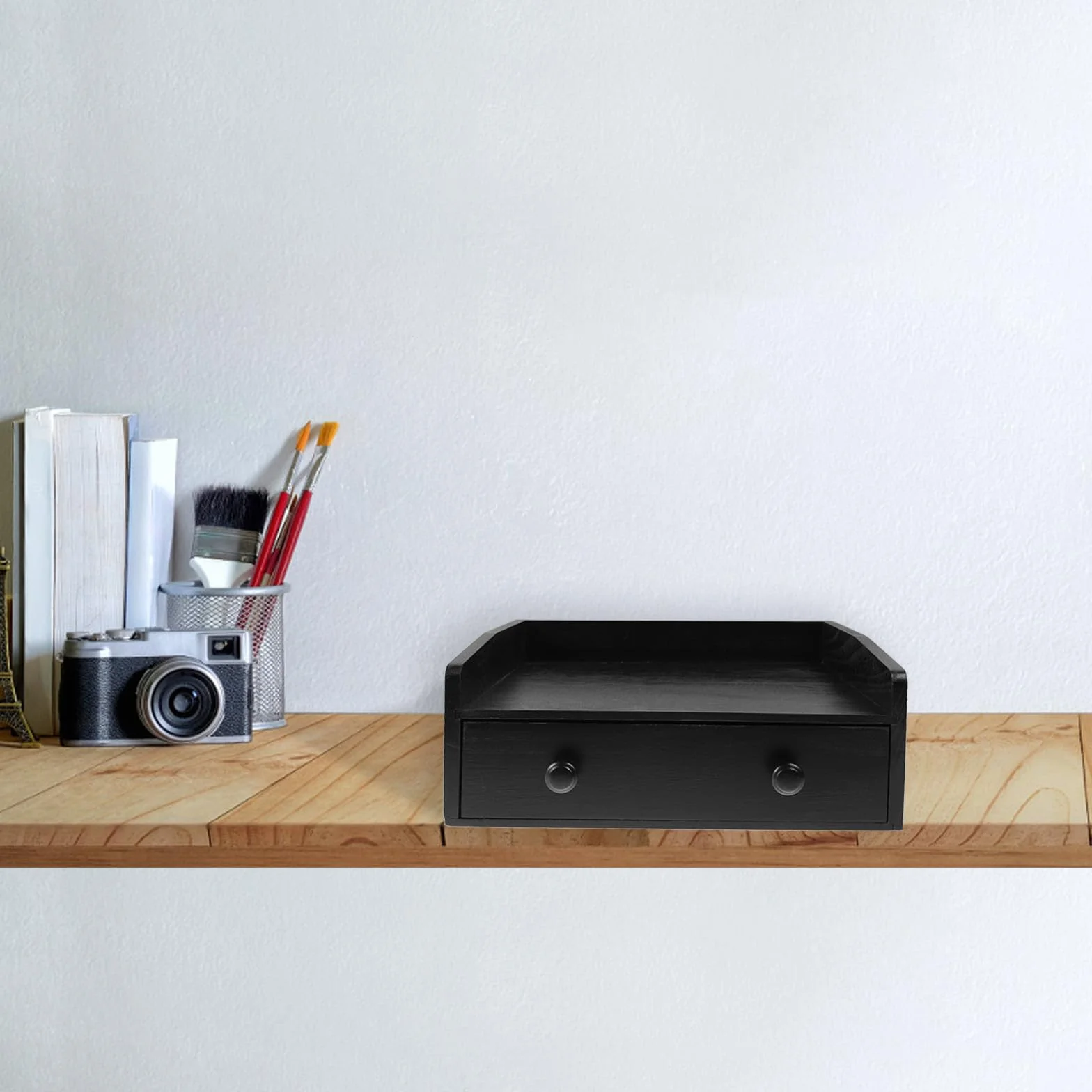 BESPORTBLE Organizador de Madera para Cápsulas de Café y Bolsitas de Té, Cajón Extraíble Negro, Almacenamiento de Sobremesa Resistente, Estación de Café para Cocina y Oficina, Caja Práctica
