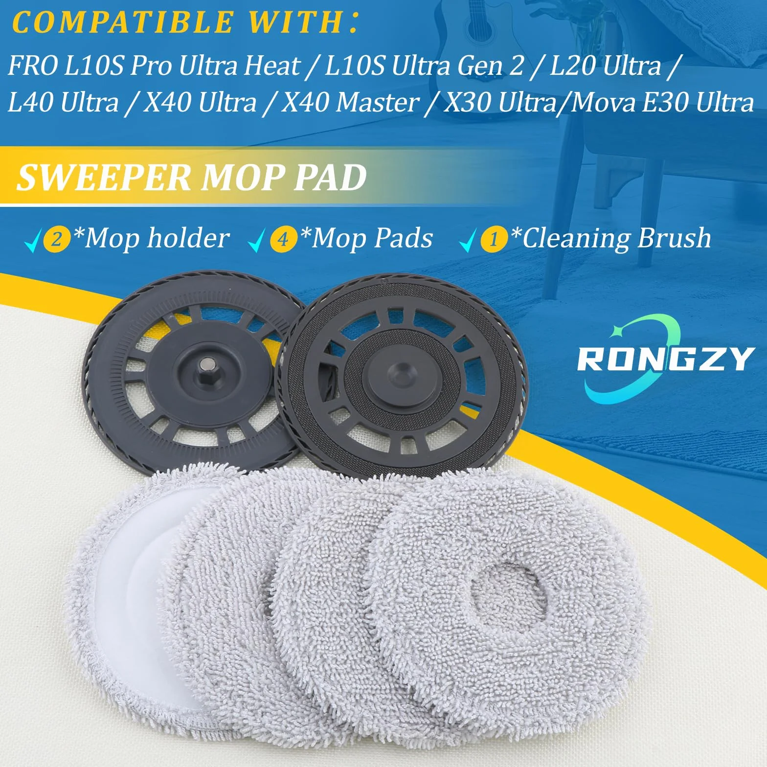 Soporte de Trapeador Paños de Fregona Lavables Reutilizables para Dreame L10S Pro Ultra Heat L10S Ultra Gen 2 L20 L40 X40 X30 Mova E30 Ultra X40 Master Robot Aspirador Accesorios