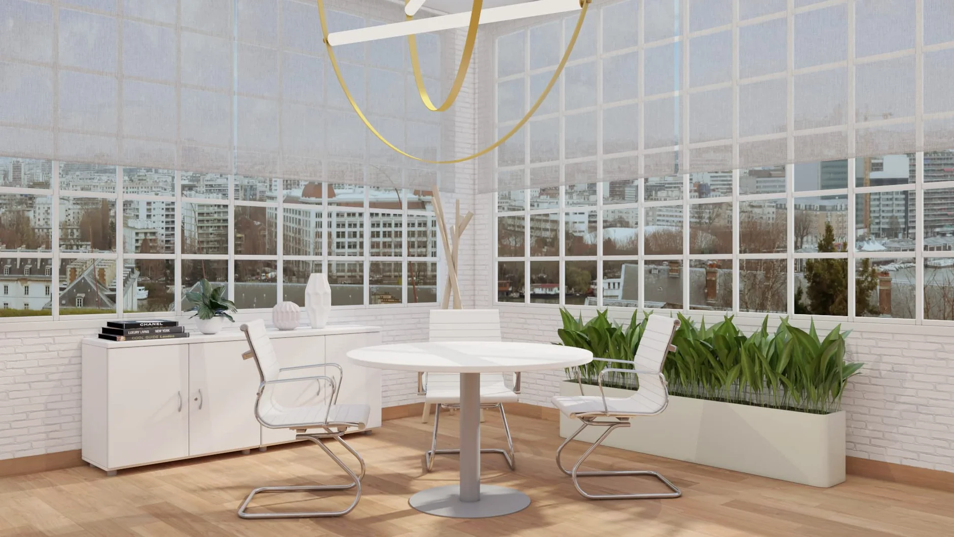 Mesa de Reuniones, Redonda, Blanca. 120Ø. con Base Cilíndrica.