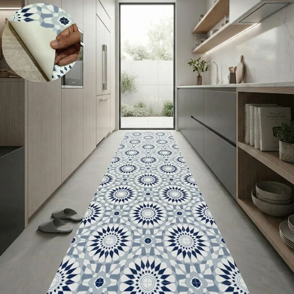 Alfombra Vinílica Calipso Antideslizante 50x200 cm Azul