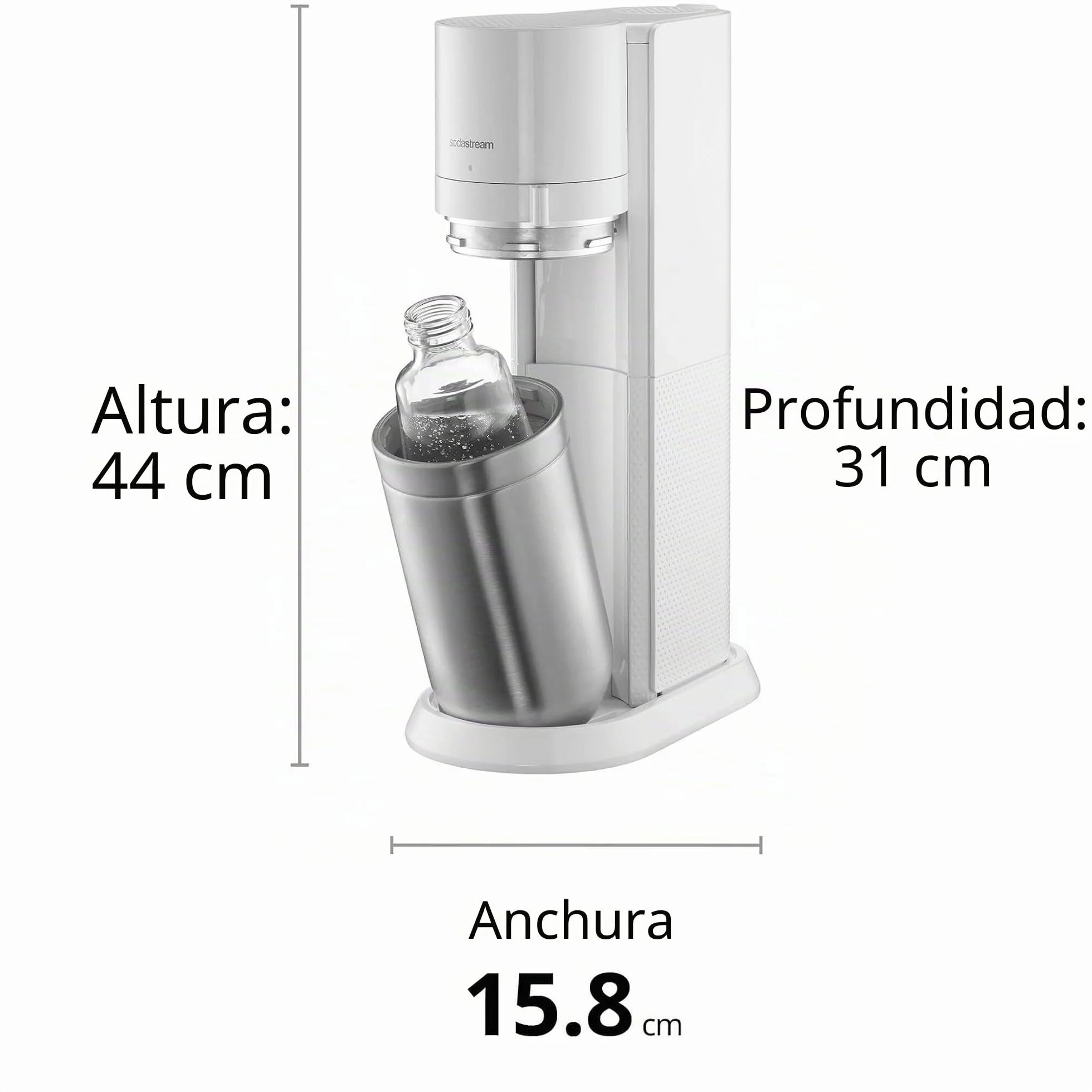 SodaStream Duo - Máquina de agua con gas y 2 botellas de agua con gas de 1 litro, fabricante de bebidas retro con botella de agua sin BPA, jarra de vidrio y botella de gas CO2 para agua carbonatada en