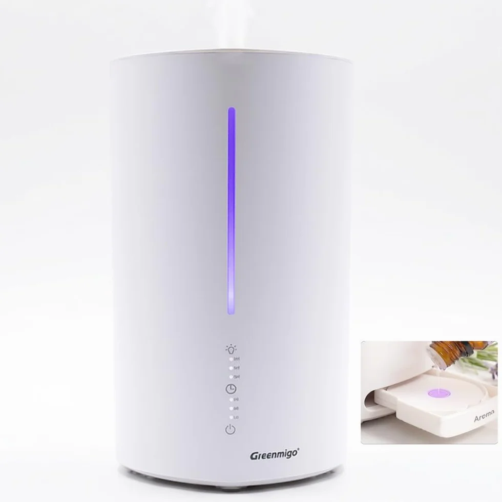 Humidificador 3L para Bebés y plantas,Difusor de Aceites Esenciales,Silencioso <28dB,Apagado Automático sin Agua,Temporizador,Luz de Noche,Blanco,para Dormitorios Oficina