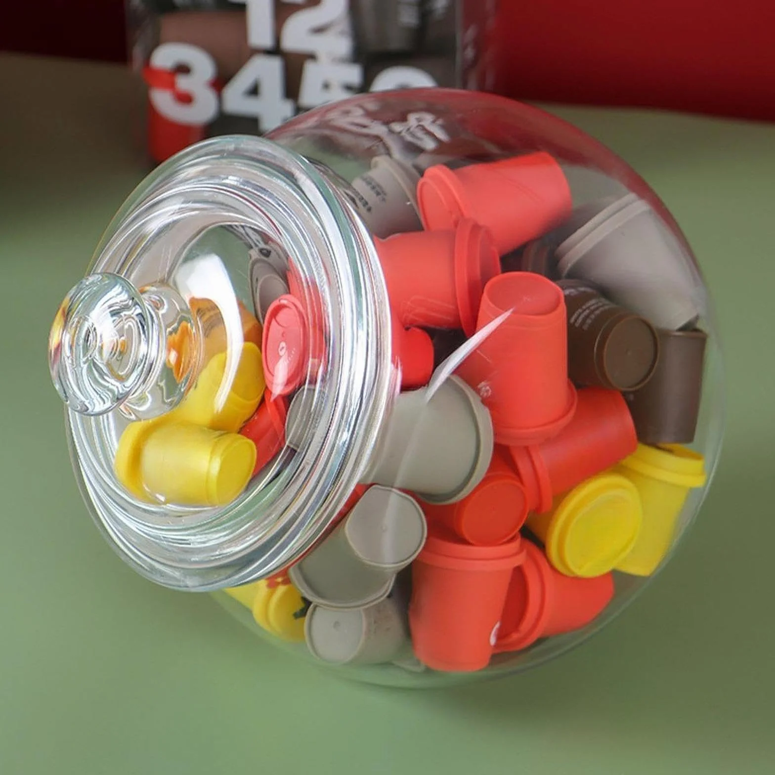 Tarro de Cristal Inclinado, Tarro de Dulces Multifuncional con Cierre, Recipiente de Almacenamiento para Decoración del Hogar, 6.2l, Individual